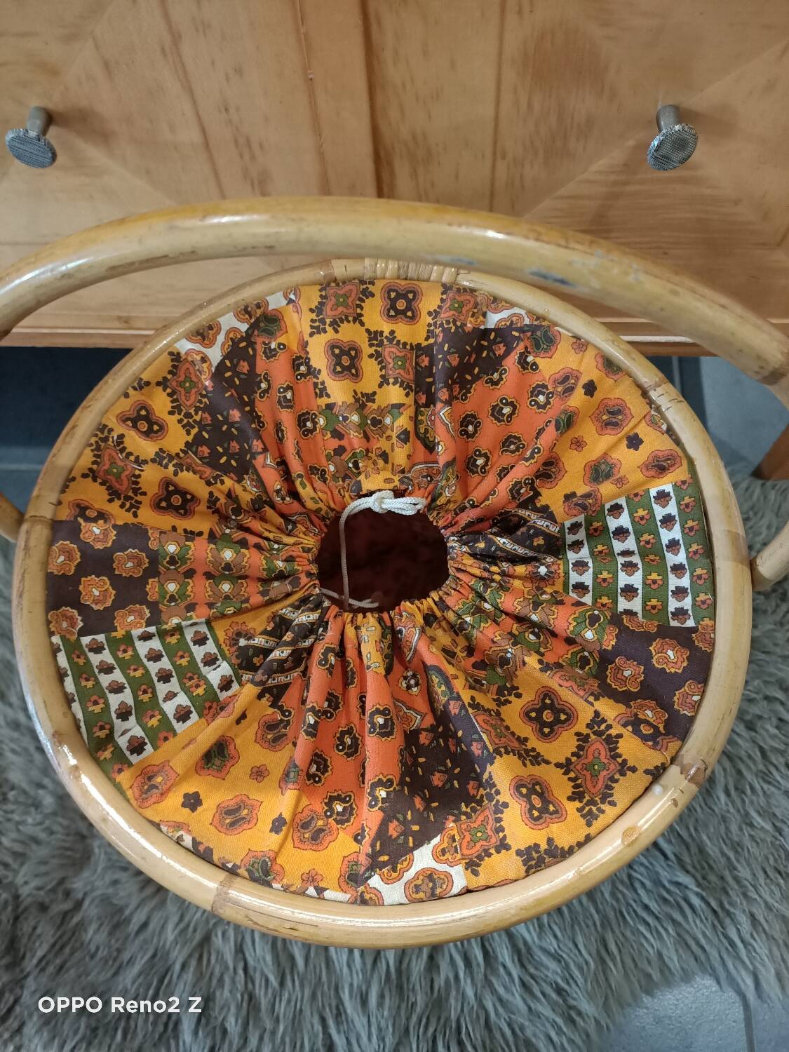 Travailleuse rotin vintage