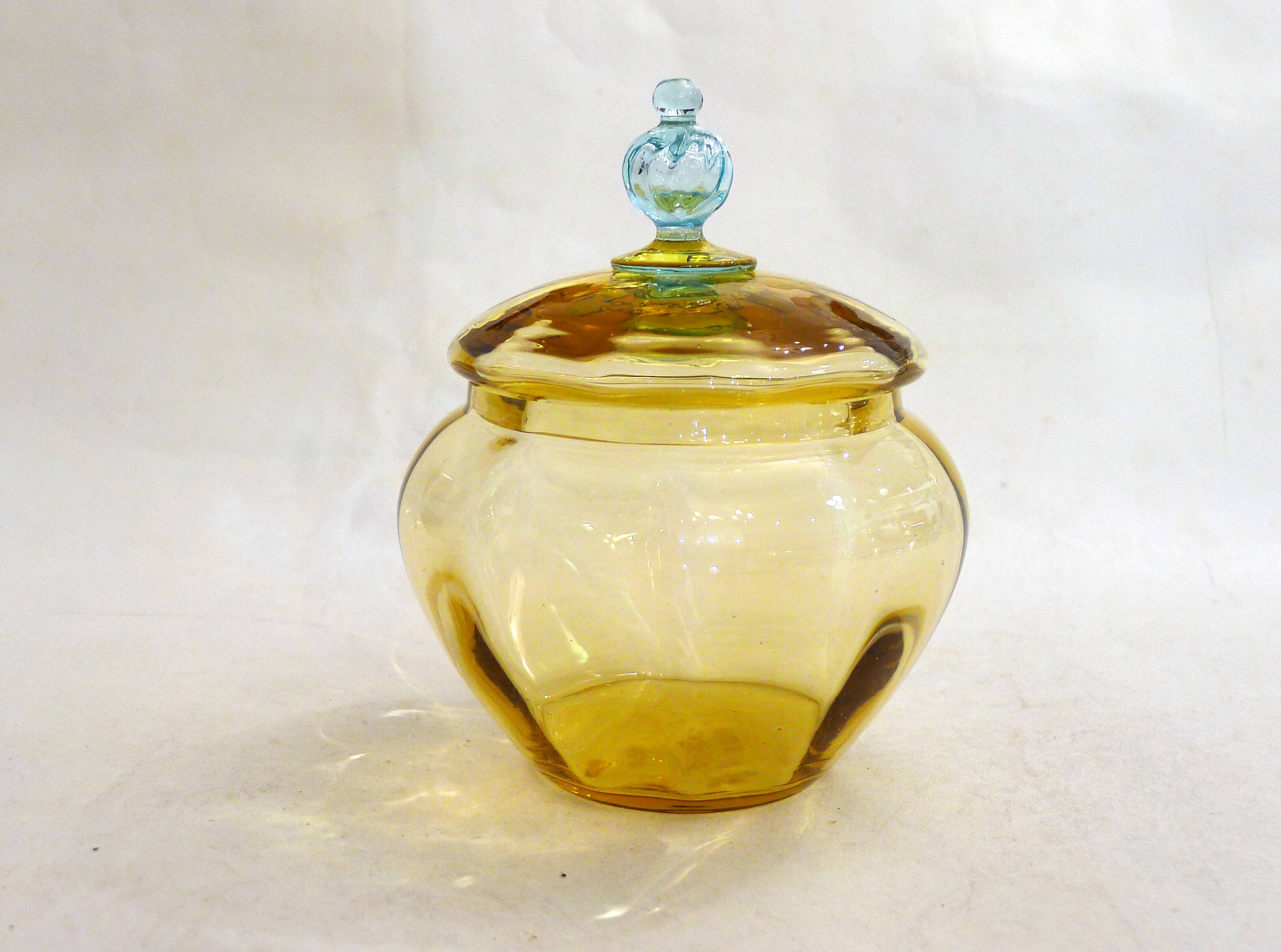 Antique two-tone blown glass bonbonnière