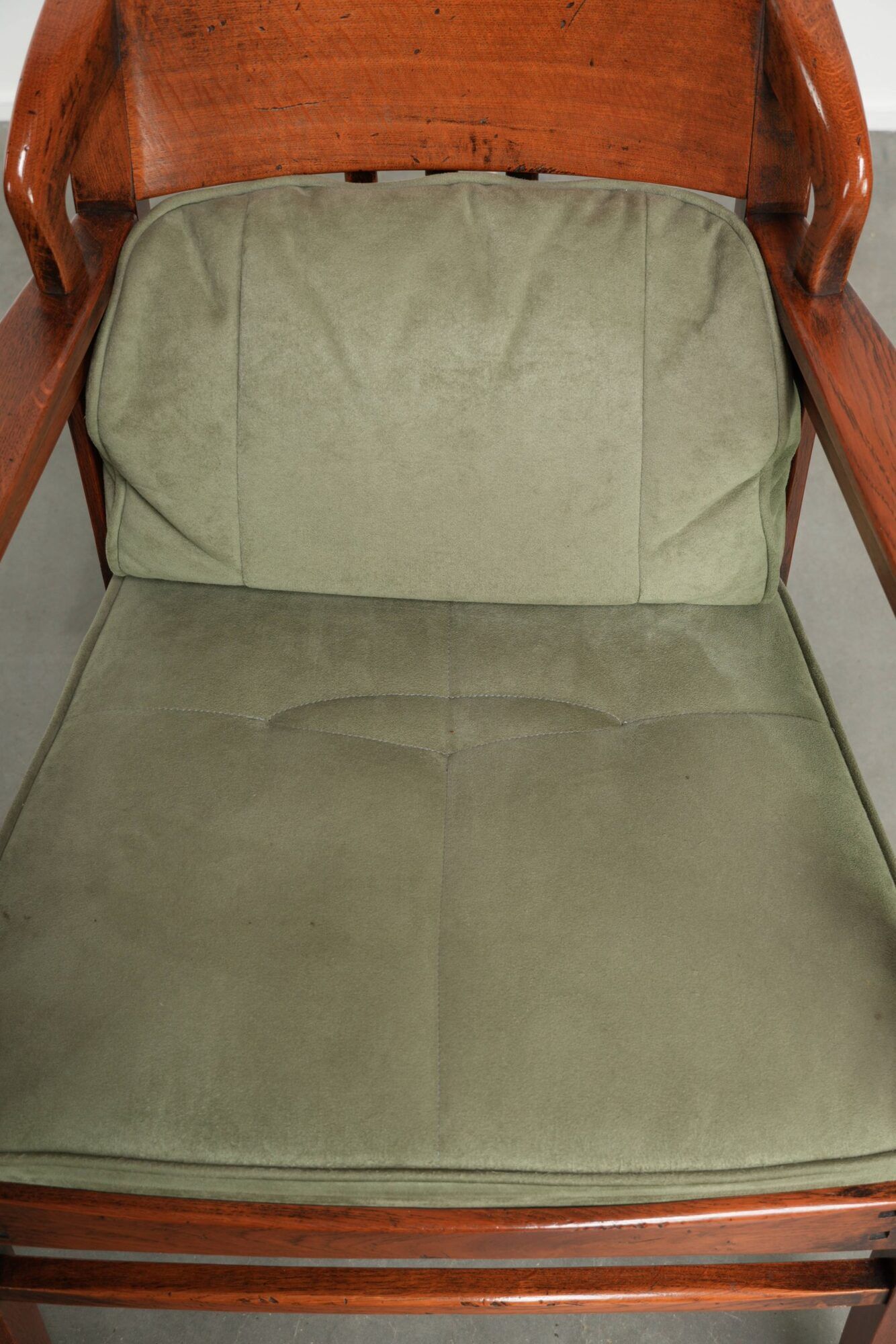 Set of 6 Art Nouveau/Jugendstil dining chairs with suede upholstery