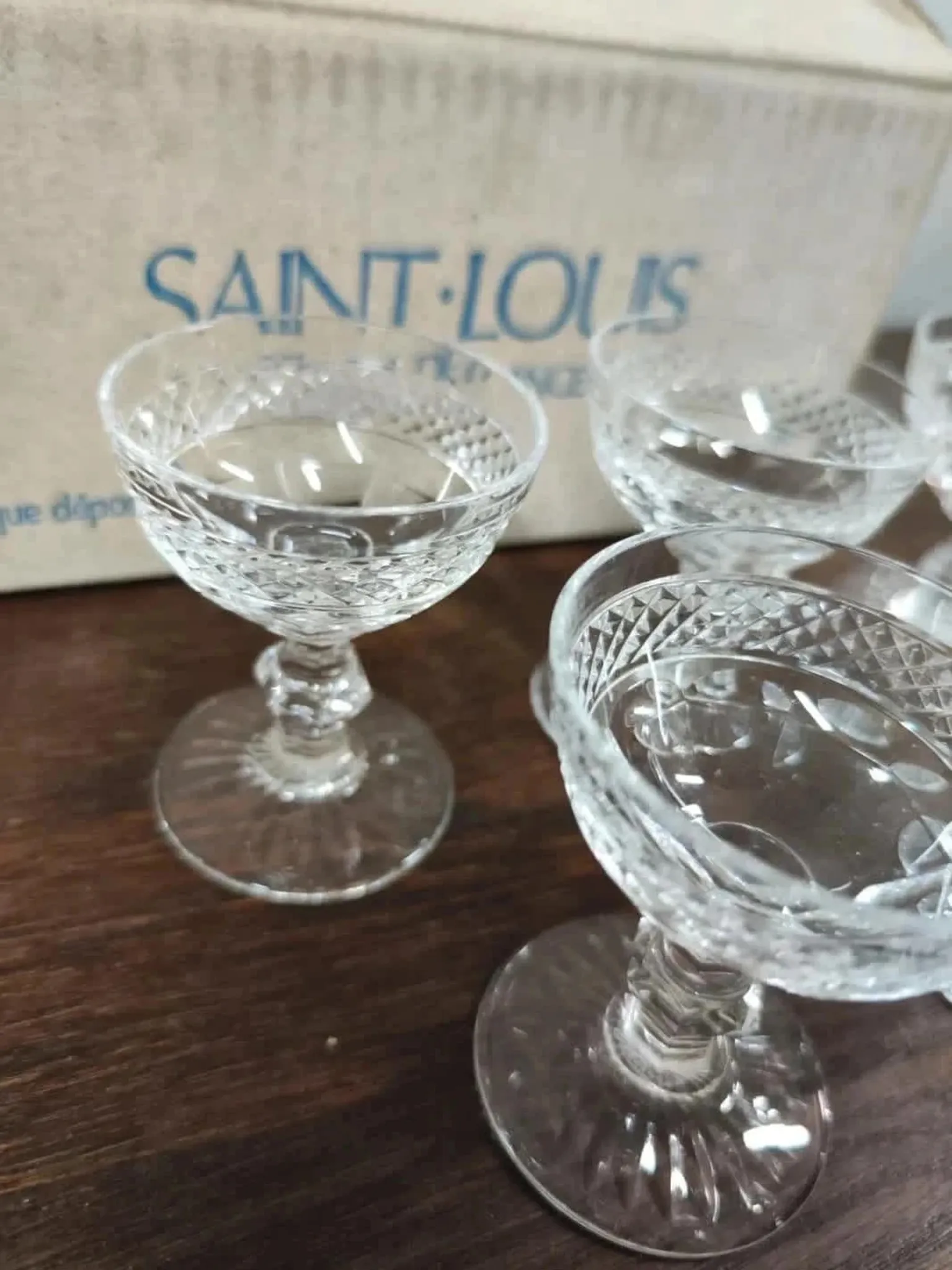 6 crystal digestif glasses from Saint Louis Trianon.