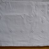 Linen embroidered old flat sheet with return