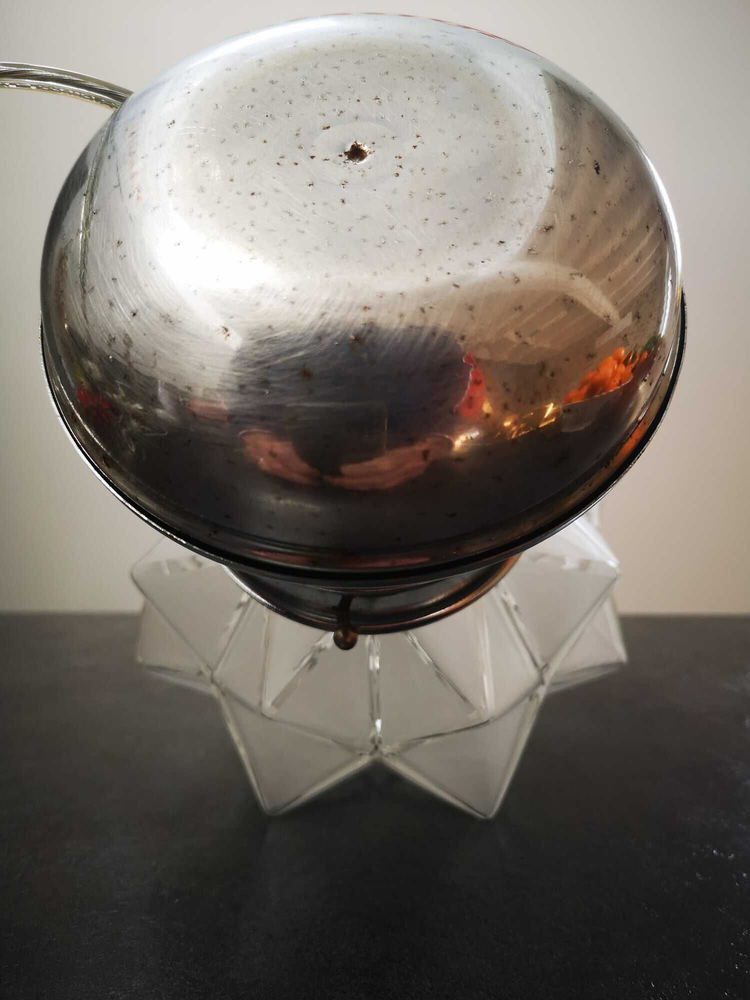 Old lamp globe opalescent glass rare model Ø 18 cm ART DECO 1930 POLYEDRE 96 faces STARS