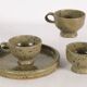Set of cups and tray by Gustave Tiffoche in pyrite stoneware – 1970s