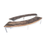 pair of curved benches