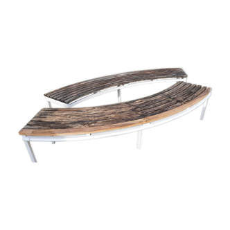 pair of curved benches