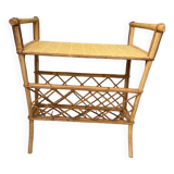 Rattan side table magazine rack
