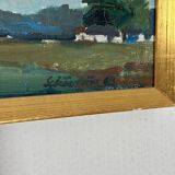 Original Swedish Oil on Canvas – “Landscape with Farms” by Schörström