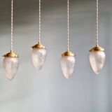 Pendant in satin-finished crystal cut into a point (4 available), early 20th century.