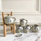Dinette grès vintage décor fleurs