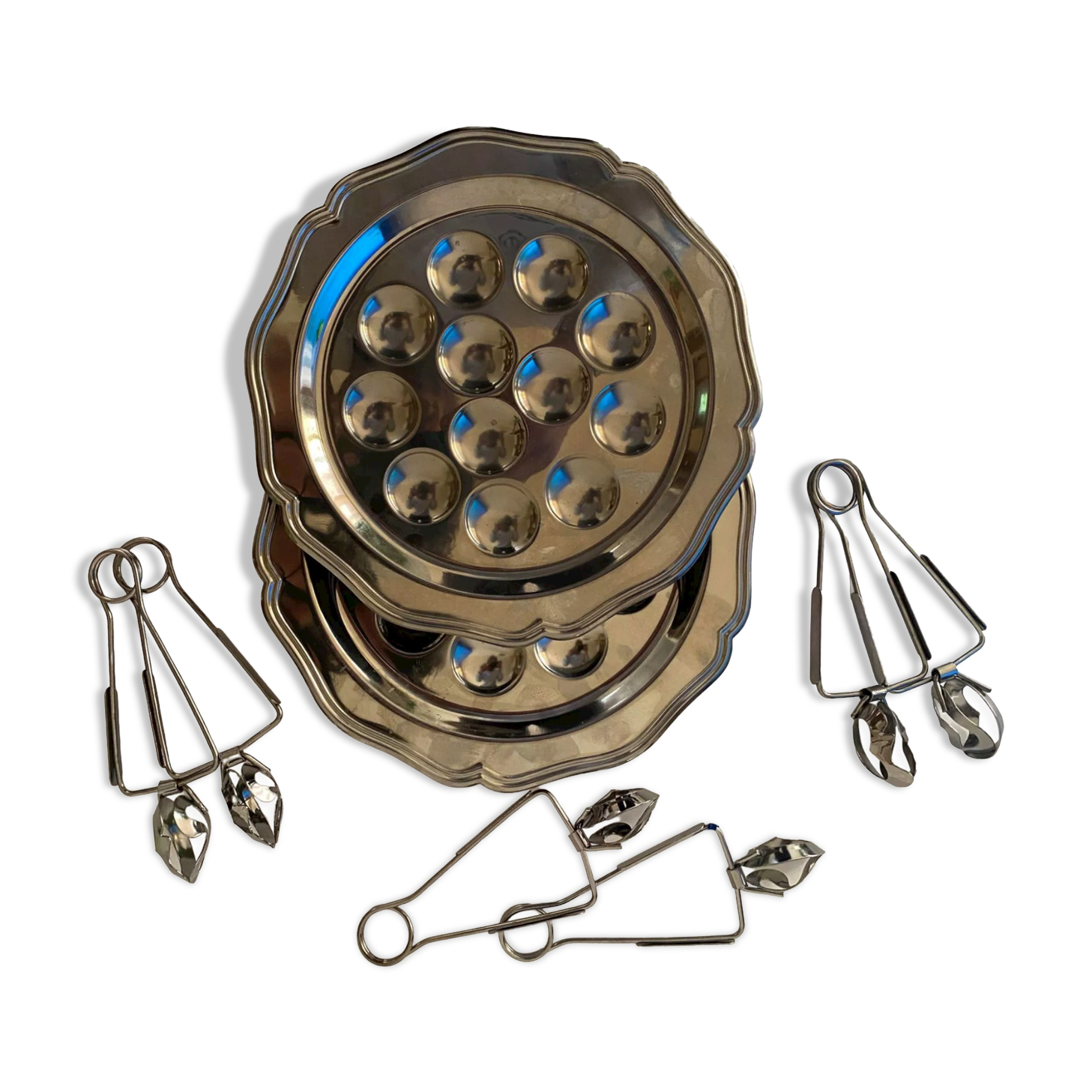 Set of 2 dishes and 6 snail pines