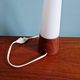 Scandinavian table lamp in teak and satin opaline, Hans-Agne Jakobsson, 1960