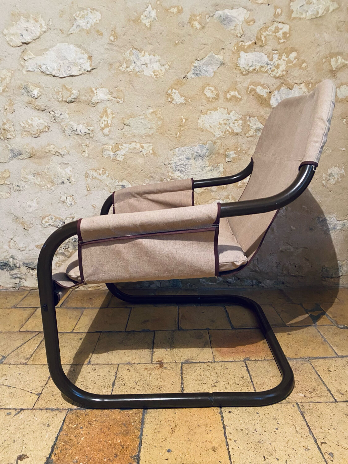 Fauteuil Ikea vintage en lin et métal