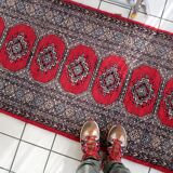 Mid-century vintage Uzbek Bukhara style wool runner 85cm x 241cm (1C1198)