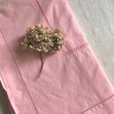Drap ancien en lin et coton rose candy