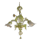 Floral Green Leaves and Milky "Calle" Chandelier