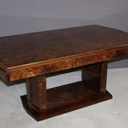 Table art déco en acajou et loupe d'orme vers 1930