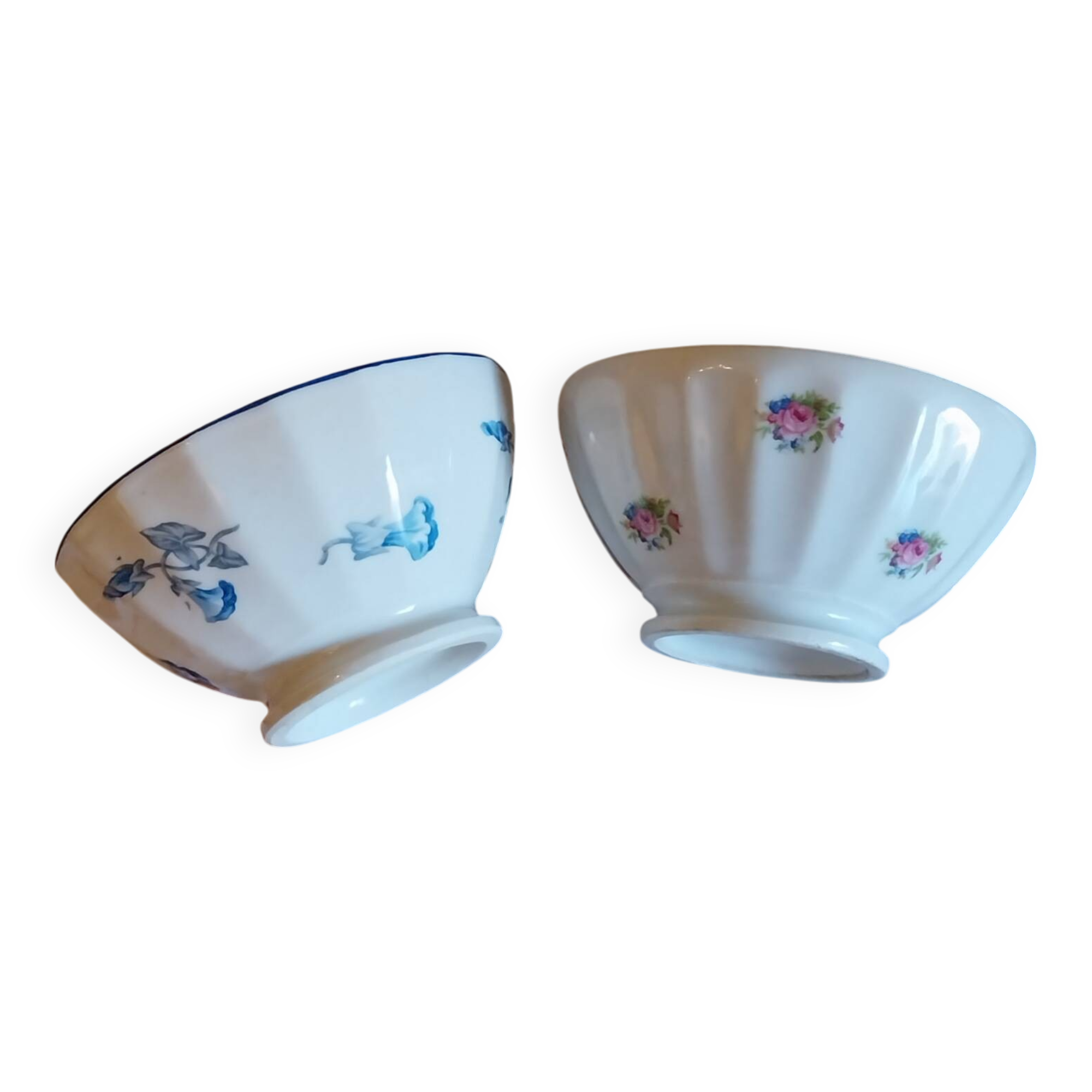 Antique faceted bowls on shower stand