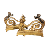 Paire de chenets aux anges en bronze