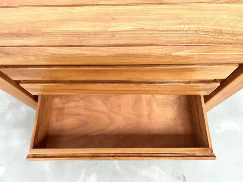 Solid elm chest of drawers, Maison Regain, circa 1970
