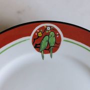 Art Deco dessert plates Henri Delcourt / Boulogne sur Mer / parakeet
