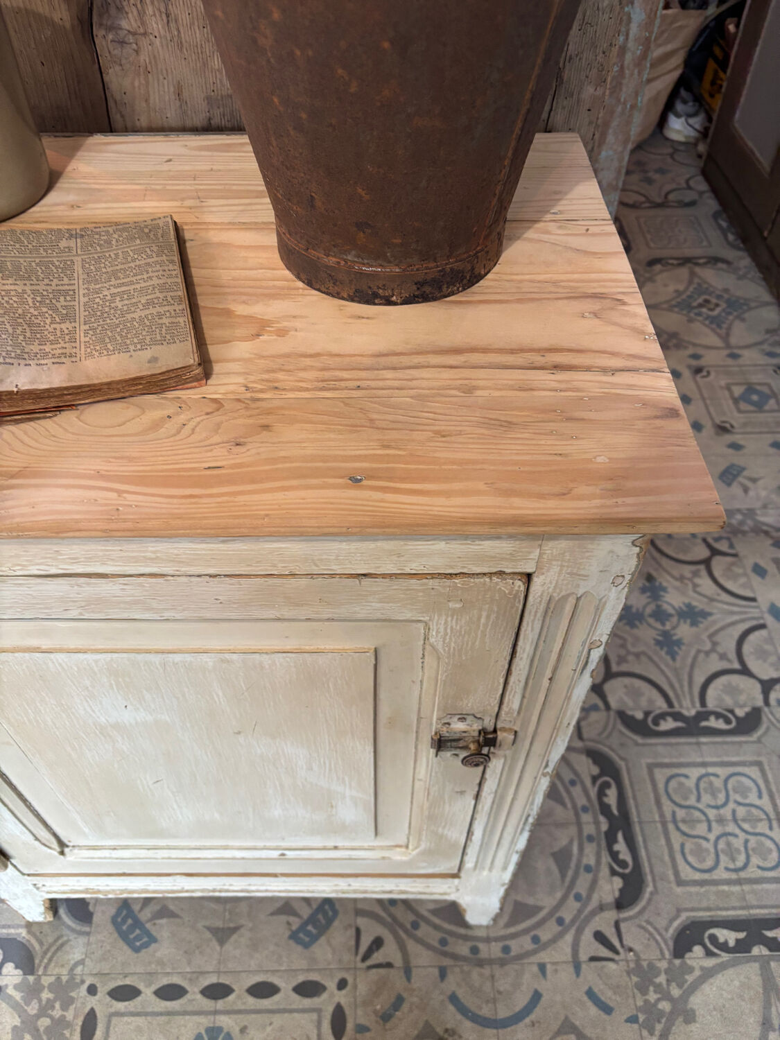 Small patinated jam jar