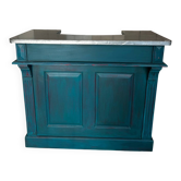 Old wooden trade counter with a zinc top.