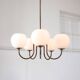 Vintage Italian Brass and Opaline Chandelier in Copper Color, 70s