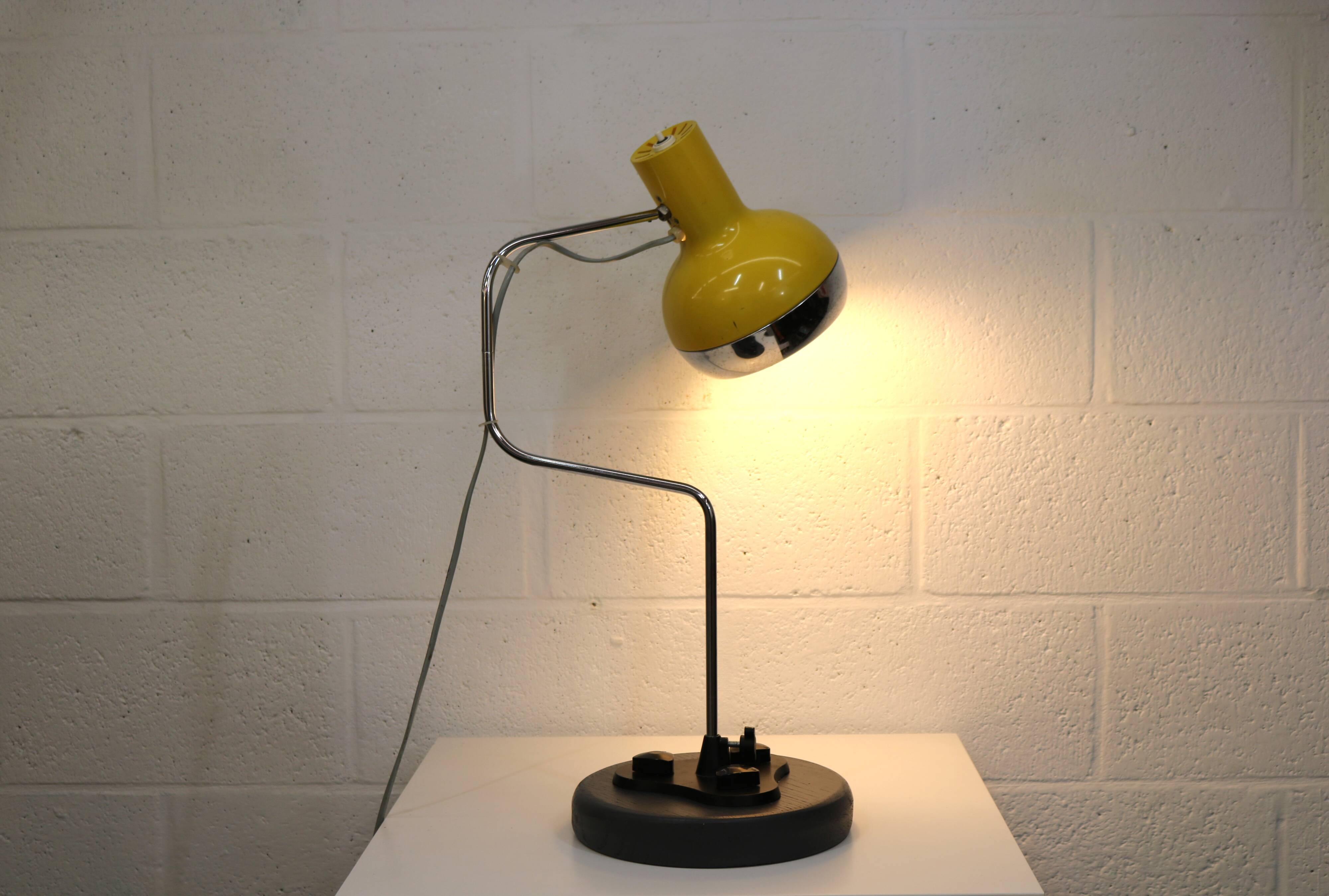 Vintage yellow table lamp by Josef Hůrka for Napako, Czechoslovakia 1970