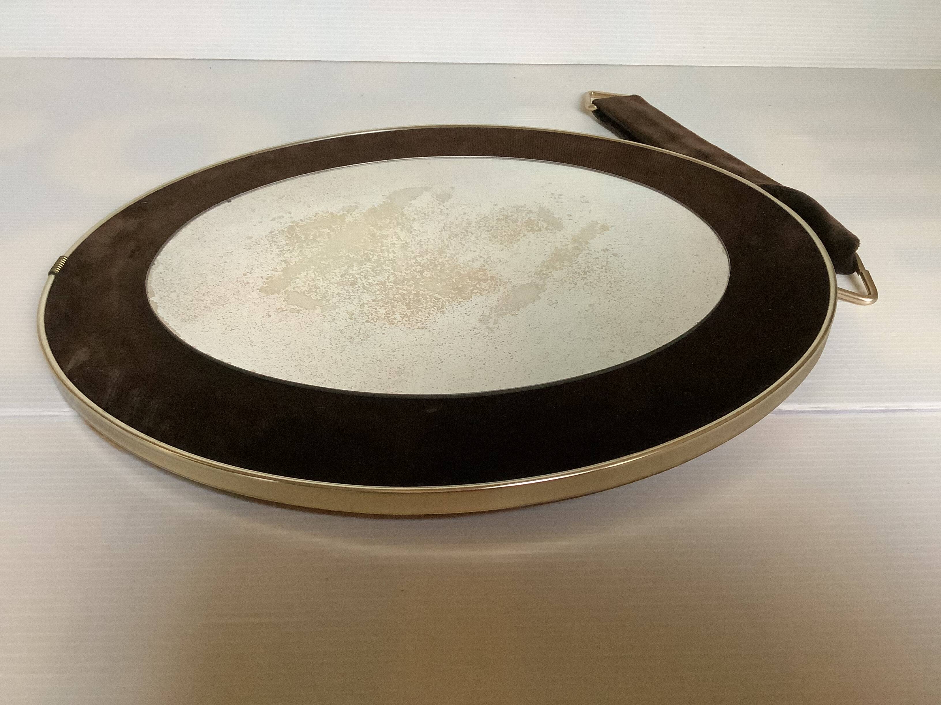 Miroir velours marron vintage