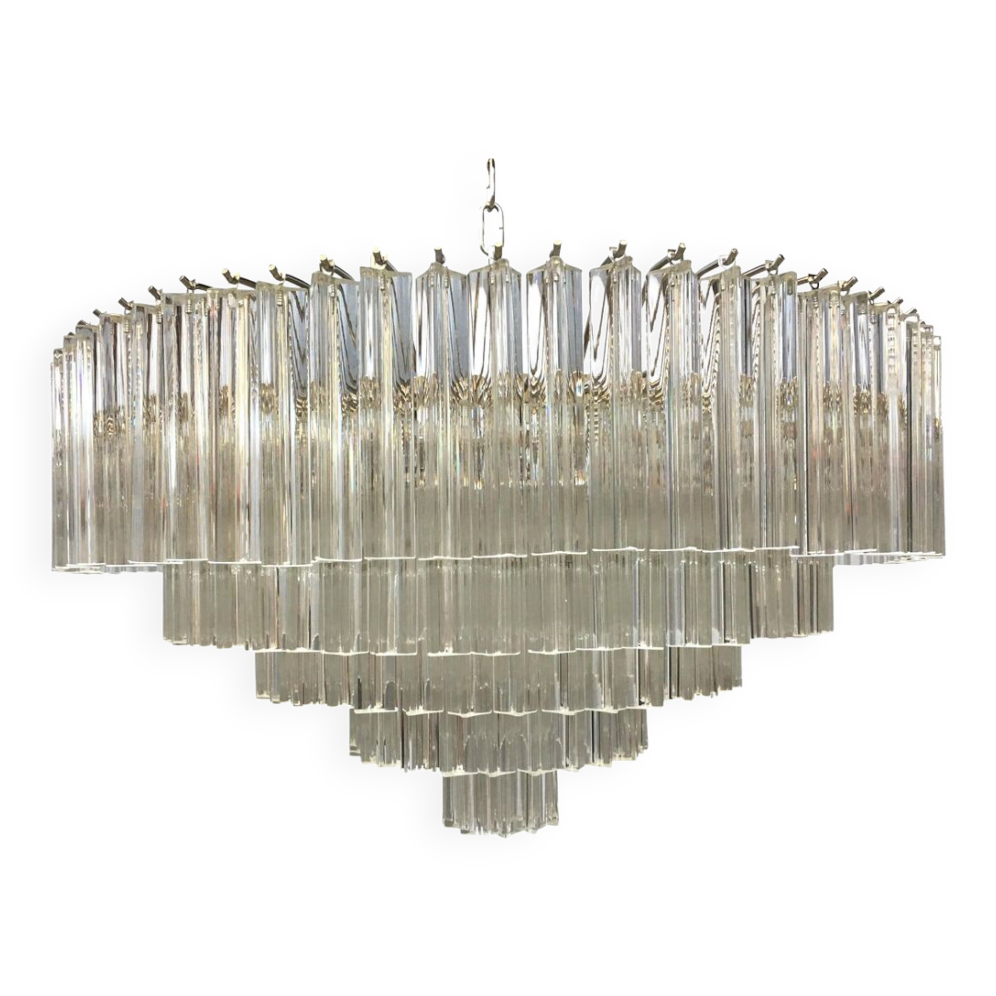 Contemporary clear triedro murano glass chandelier