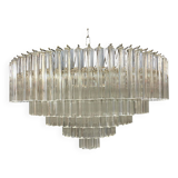 Contemporary clear triedro murano glass chandelier