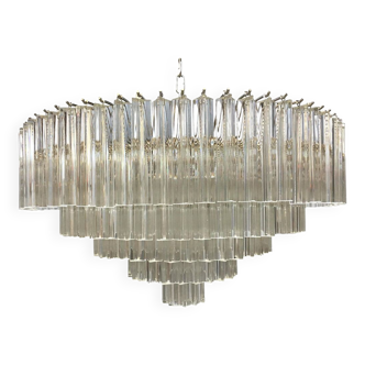 Contemporary clear triedro murano glass chandelier