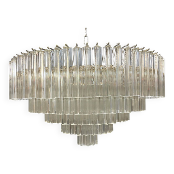 Contemporary clear triedro murano glass chandelier