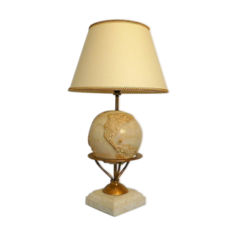 Table lamp in marble, brass and mother-of-pearl Abert Fournier 1970