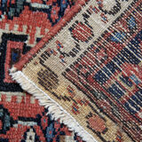 Persian heriz rug, oriental handwoven red wool  50x71cm
