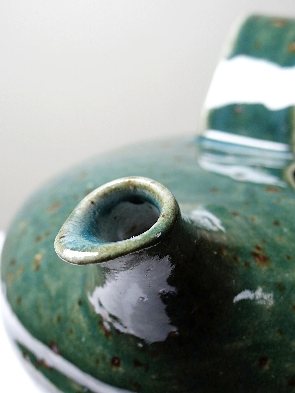 Glazed stoneware jug/pourer/watering can, vintage La Borne craftsmanship.