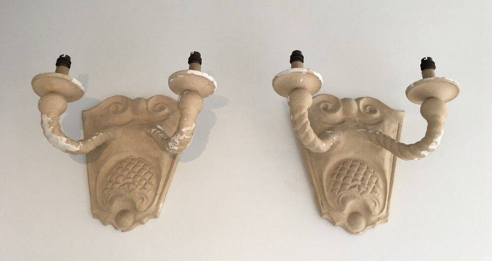 Pair of plaster wall lights