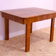 Walnut adjustable dining table, 1930s, Czechoslovakia