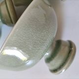 Set of 4 handmade ceramic bowls – celadon glaze & raku style