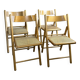 Foldable Italian chairs (set of 4) in beech and rattan 1980