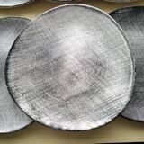 6 Flat plates in gray stoneware Crépuscule model