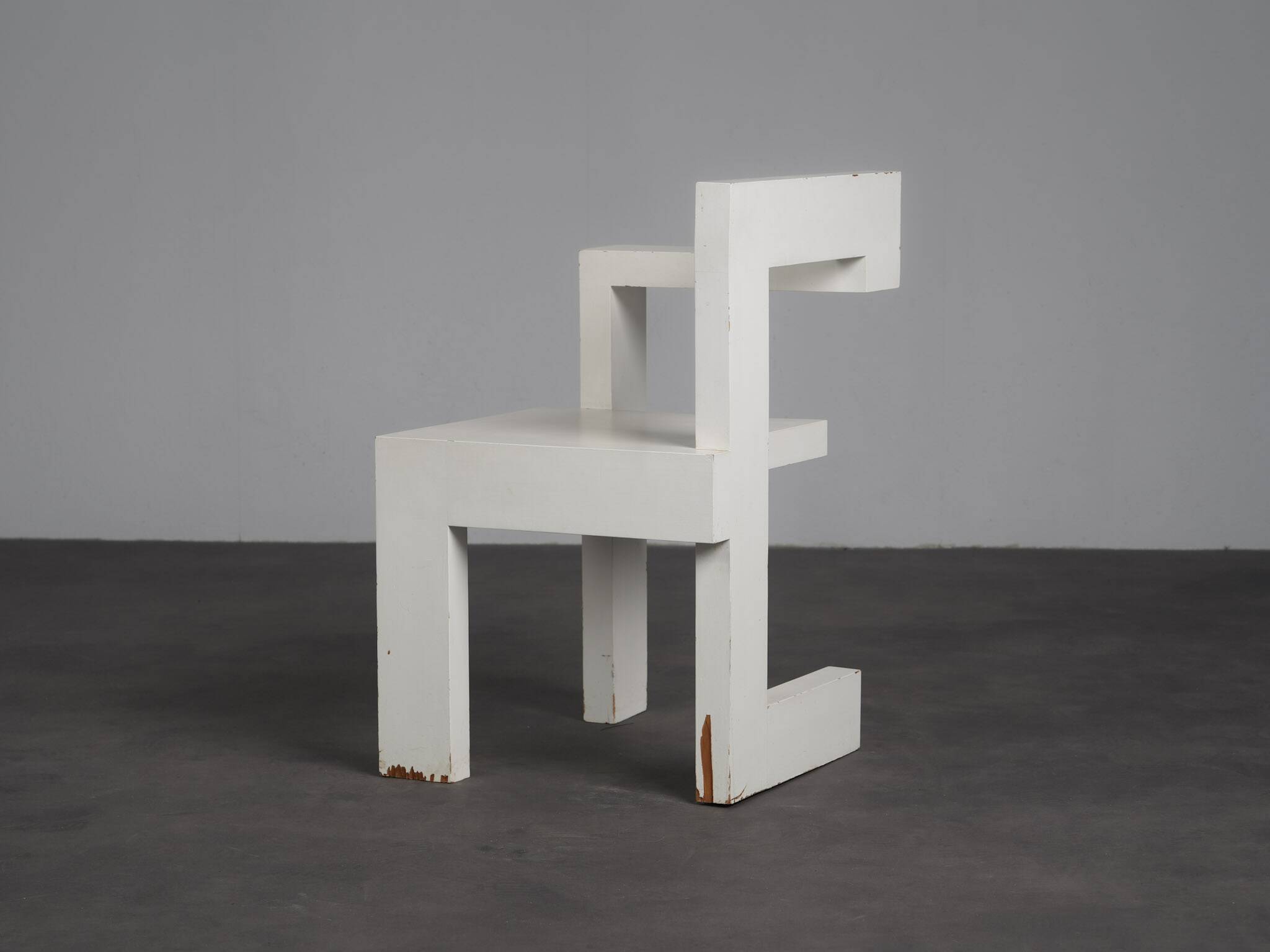 Asymmetrical modernist wooden chair, Netherlands, 1970s