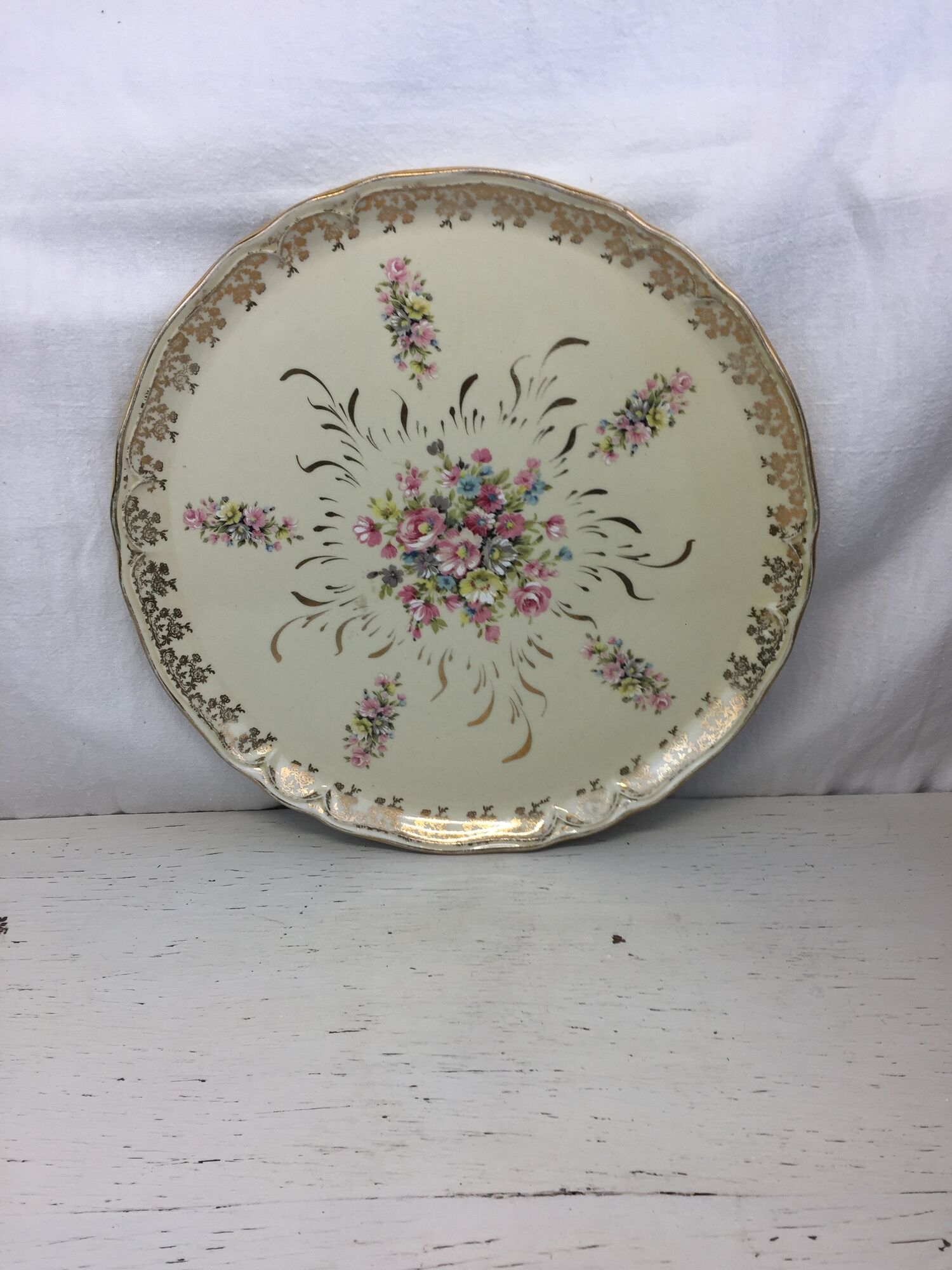 Round dish floral decoration made in france porcelain Limoges