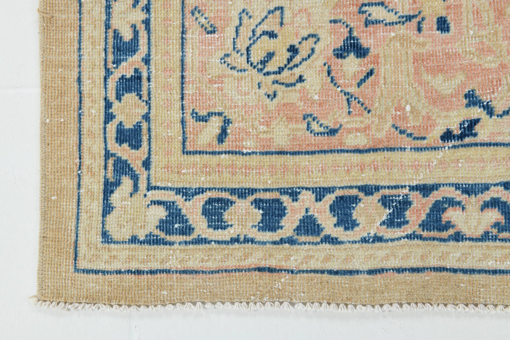 Tapis persan vintage beige et bleu à médaillon floral, 300x393 cm