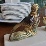 Marble and zinc art bookends - Pheasants