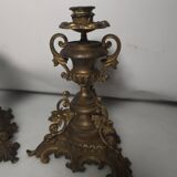 Bougeoirs en bronze avec grappes de raisins (la paire )