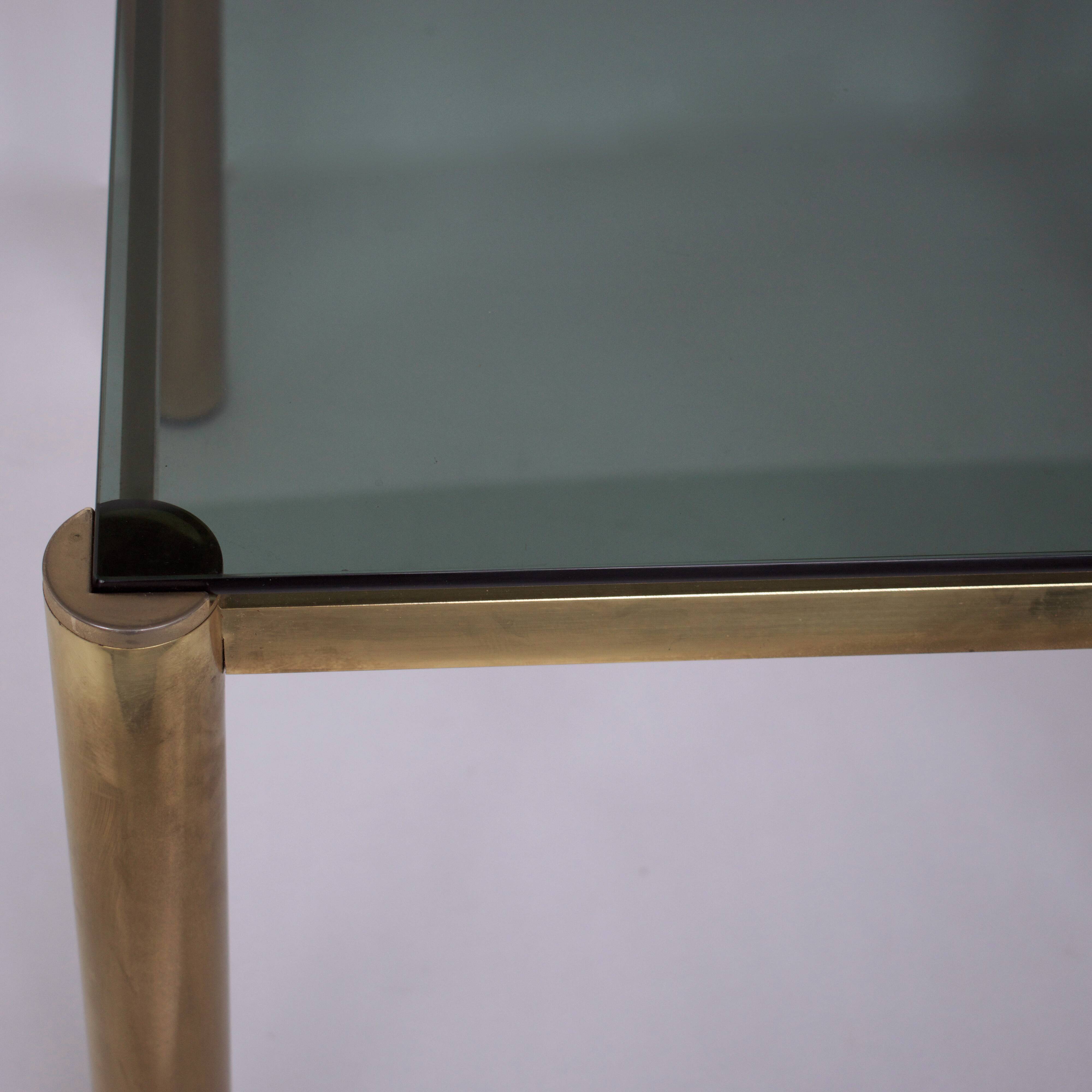 Square glass and brass coffee table 1980 original edition