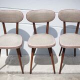 Set of 3 Baumann chairs model 732g2, bistro chair, wooden chair and vinyl fabric, kitchen, retro