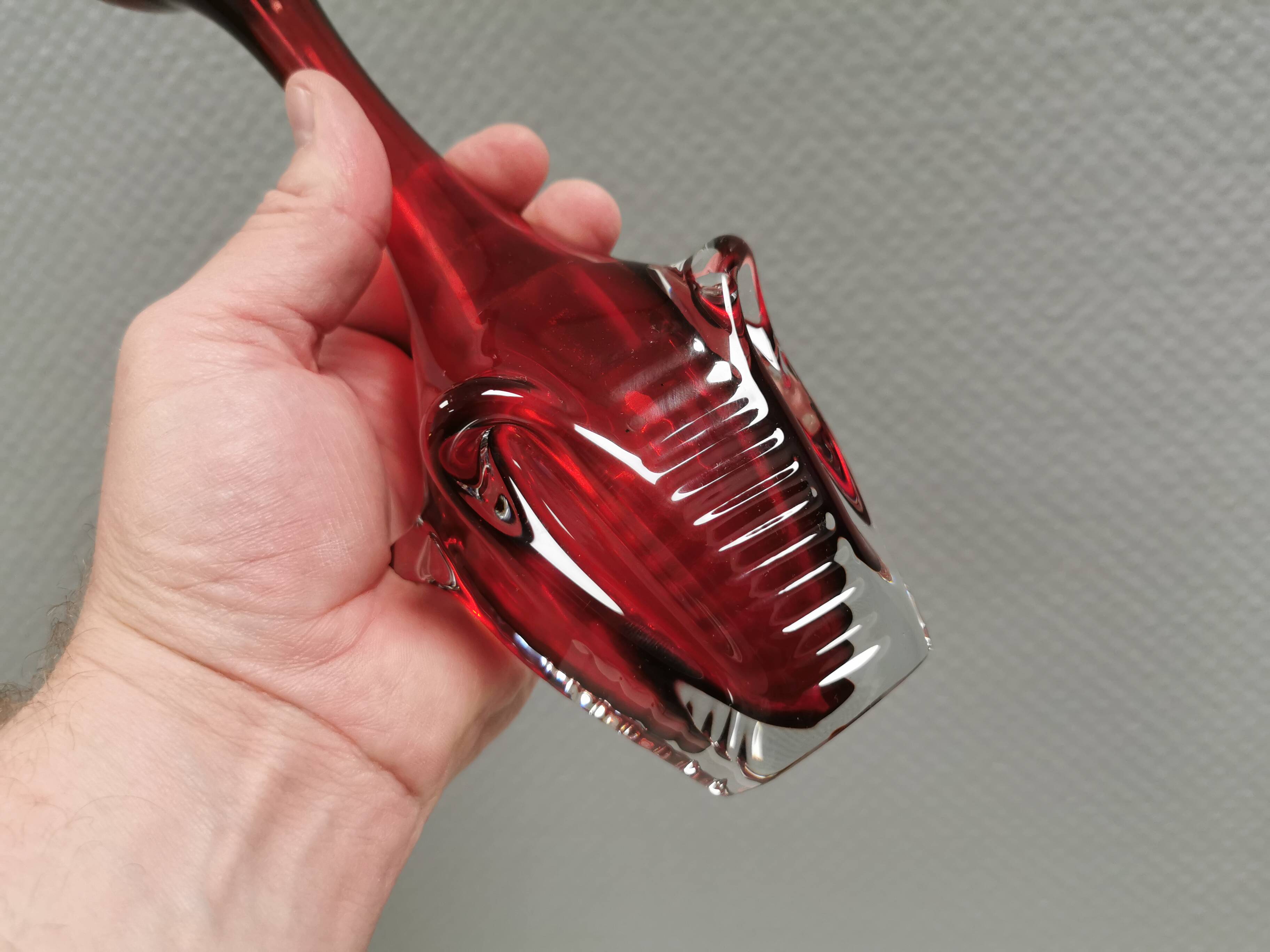 Ruby-red glass vase from Aseda Glasværk, Sweden, 1980s