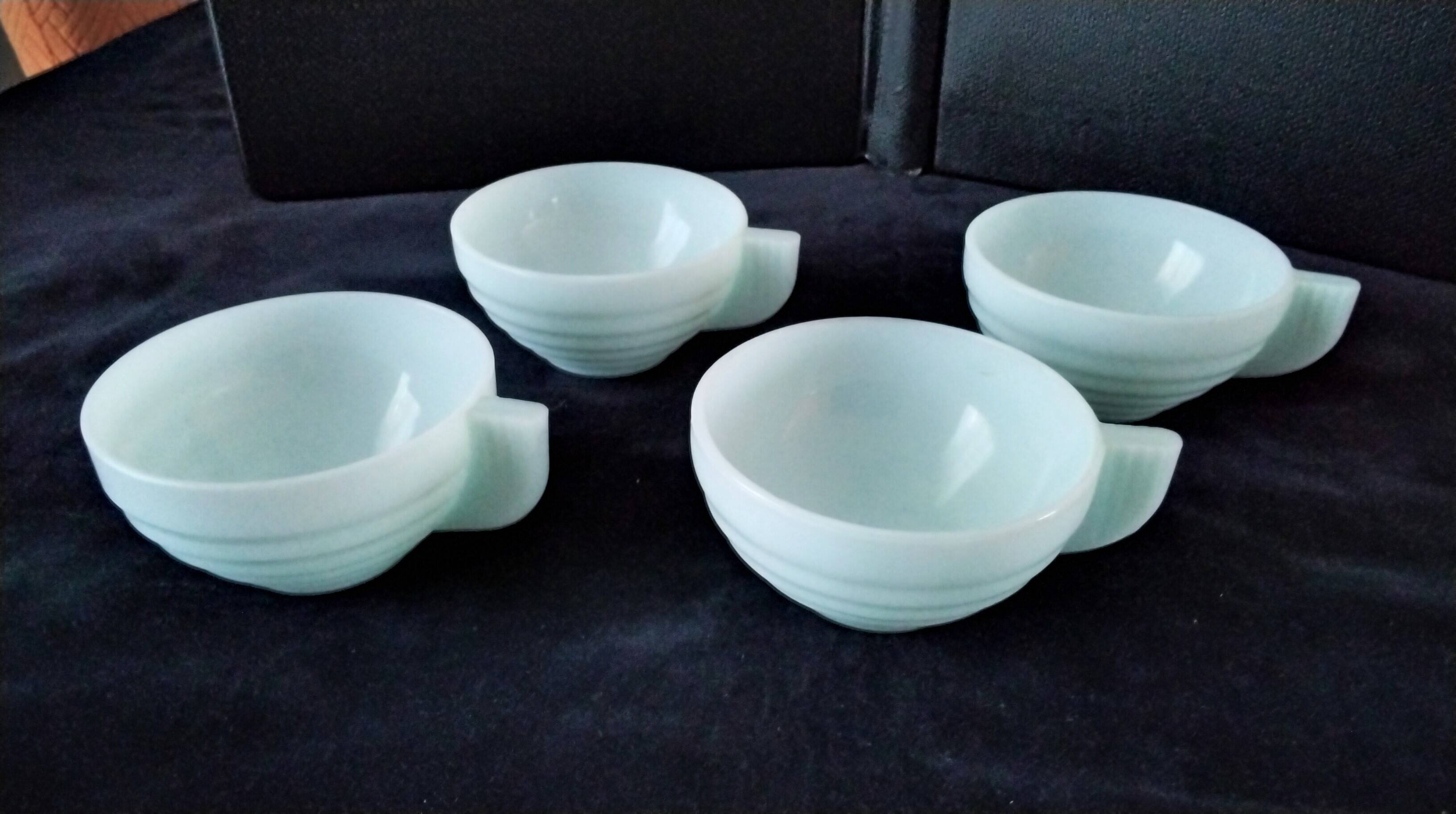 4 Art Deco Opaline coffee cups